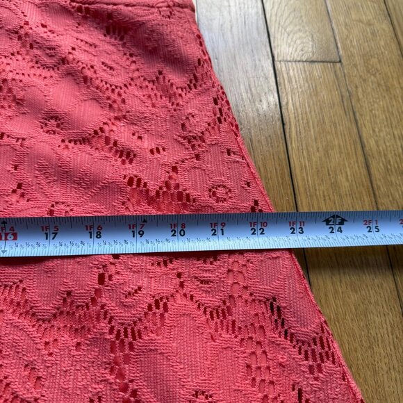 Donna Morgan Size 6 Coral Pink Sleeveless Tent Lace Overlay Trapeze Mini Dress - Picture 12 of 15